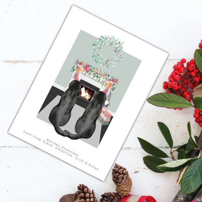 Papier Noël Black Labrador Chiens Cheminée Scène (Créateur téléchargé)
