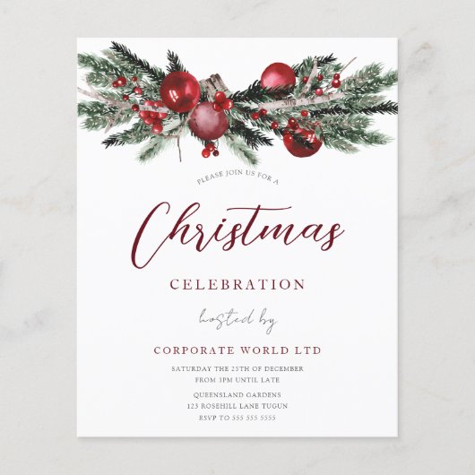 Papier Noël Budget Festif Festive Fête Invitation (Devant)