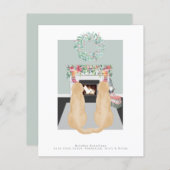 Papier Noël Chiens jaunes du Labrador Cheminée (Devant / Derrière)