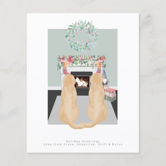 Papier Noël Chiens jaunes du Labrador Cheminée (Devant)