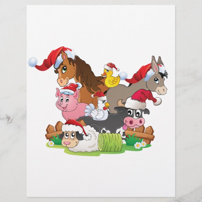 Papier Noël des animaux de ferme (Devant)