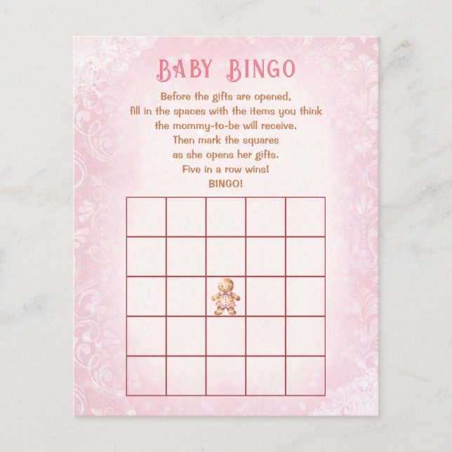 Papier Noël Fille Baby shower Jeu Bingo Bébé Bingo (Devant)