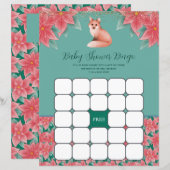 Papier Noël Floral Fox Baby shower Jeu de Bingo (Devant / Derrière)
