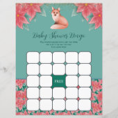 Papier Noël Floral Fox Baby shower Jeu de Bingo (Devant)