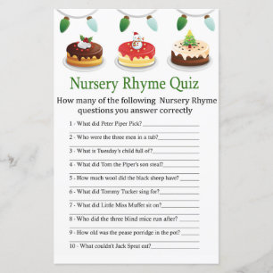 Papier Noël gâteau Nursery Rhyme Quiz jeu de baby shower