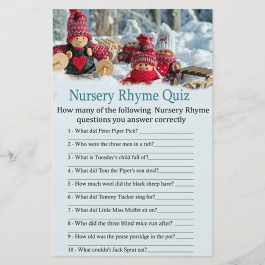 Papier Noël gnome Nursery Rhyme Quiz baby shower (Devant)