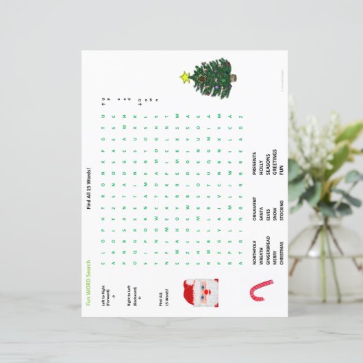 Papier Noël Hiver 15 Mot Recherche Doodle Sheets (Debout devant)