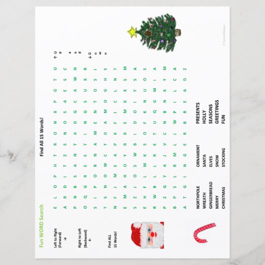 Papier Noël Hiver 15 Mot Recherche Doodle Sheets (Devant)