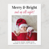 Papier Noël Joyeux Bright Photo Faire-part de naissance (Devant)