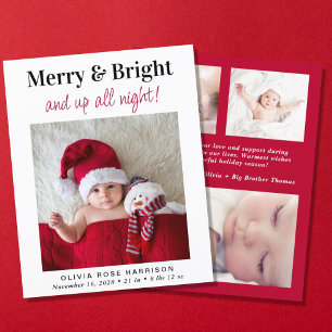 Papier Noël Joyeux Bright Photo Faire-part de naissance