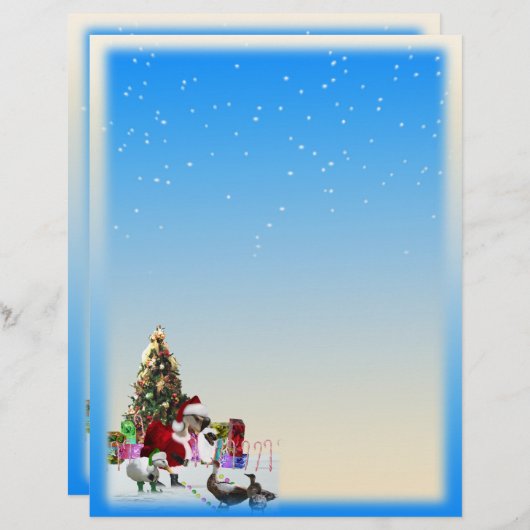 Papier Noël Neige Deux Côtés (Devant / Derrière)