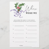 Papier Noël Où étions-nous le jeu de douche nuptiale (Devant)