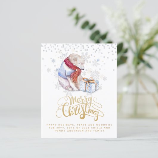 Papier Noël OURS POLAIRE Budget Année En Révision Lettre  (Debout devant)