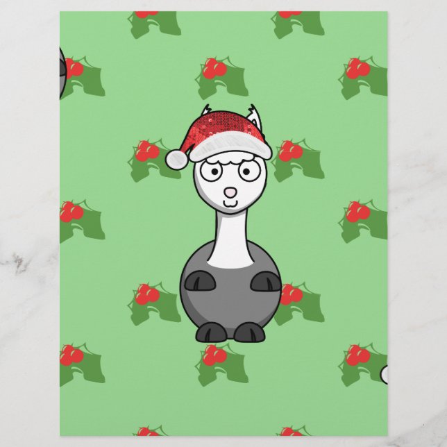 Papier noël père Noël Alpaca (Devant)