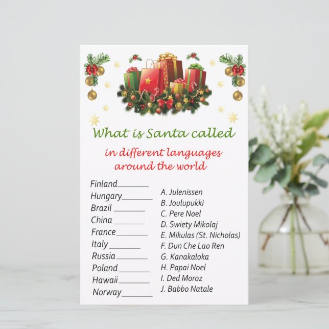 Papier Noël présente Noël à travers le monde jeu (Debout devant)