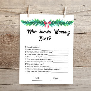 Papier Noël Qui connaît maman meilleur Baby shower jeu