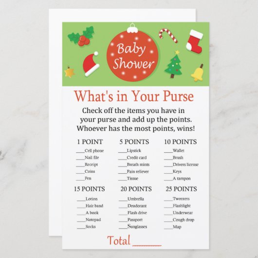 Papier Noël Qu'y a-t-il dans votre sac à main (Devant / Derrière)