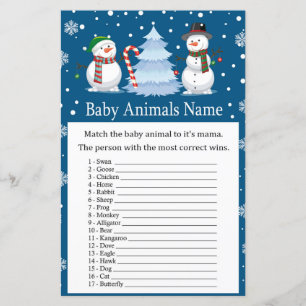 Papier Noël Snowman Baby Animaux Nom Jeu