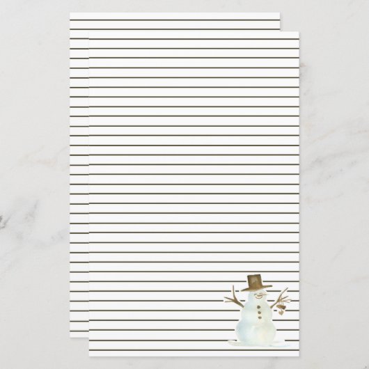 Papier Noël Snowman Brown Linked Fêtes Personnalisées (Devant / Derrière)