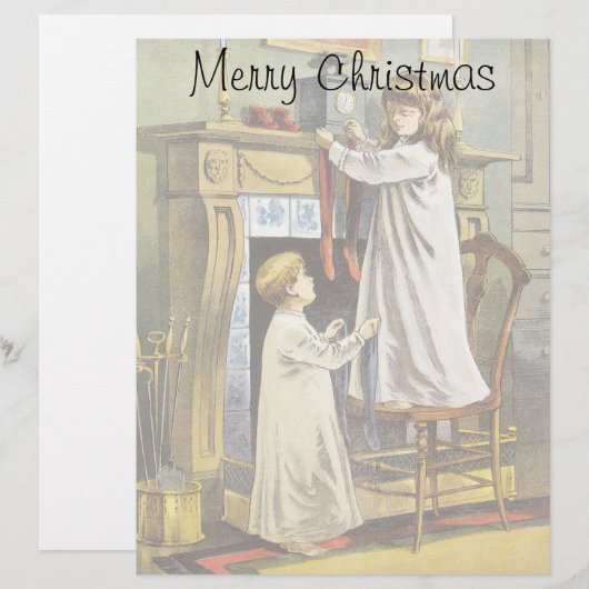 Papier Noël victorien, Bas de Noël pour enfants (Devant / Derrière)