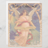 Papier Noël Vintage, Ange Victorien Lecture Bible (Devant / Derrière)