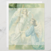 Papier Noël vintage, Anges victoriens avec cloche (Devant / Derrière)