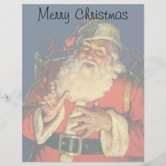 Papier Noël vintage, Jolly Santa Claus avec jouets (Devant)