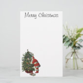 Papier Noël vintage, Père Noël avec présents (Debout devant)