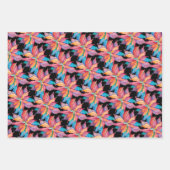 Papier noir à envelopper de Noël Poinsettia (Devant)