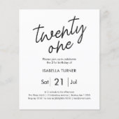 Papier Noir & Blanc | 21e Invitation d'anniversaire du bu (Devant)