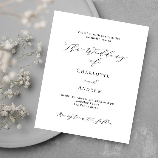Papier Noir blanc classique formel QR RSVP budget mariage