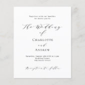 Papier Noir blanc classique formel QR RSVP budget mariage (Devant)
