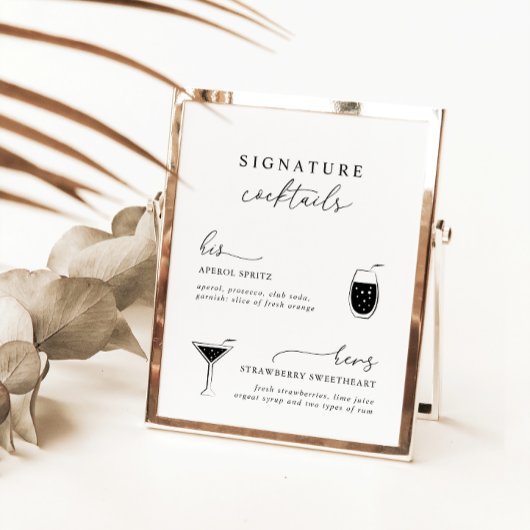 Papier Noir Blanc Moderne Signature Élégante Boissons Sig