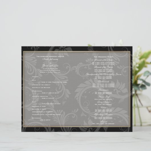 Papier Noir blanc "programme de mariage" mariage (Debout devant)