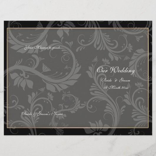 Papier Noir blanc "programme de mariage" mariage (Dos)