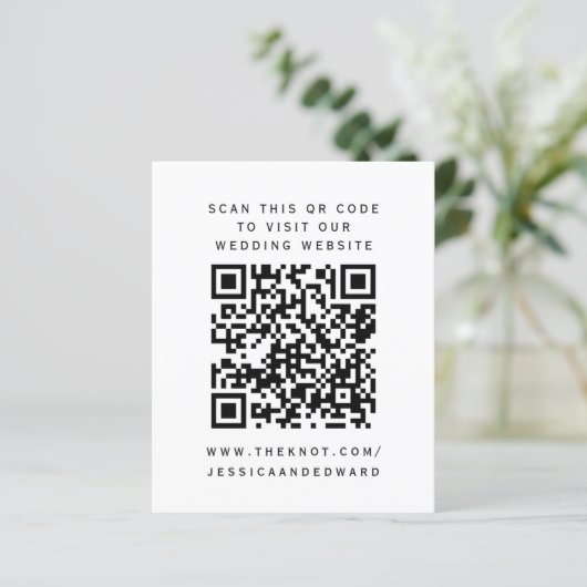 Papier Noir Blanc Qr Code Scan Notre site Mariage Chic (Debout devant)