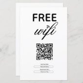 Papier Noir Blanc Simple Wi-Fi Gratuit QR Code Lieu (Devant / Derrière)