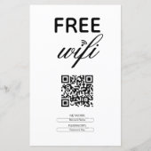 Papier Noir Blanc Simple Wi-Fi Gratuit QR Code Lieu (Devant)