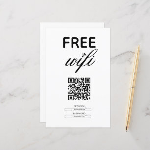 Papier Noir Blanc Simple Wi-Fi Gratuit QR Code Lieu