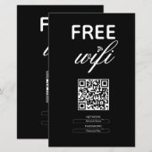 Papier Noir Blanc Simple Wi-Fi Gratuit QR Code Lieu (Devant / Derrière)