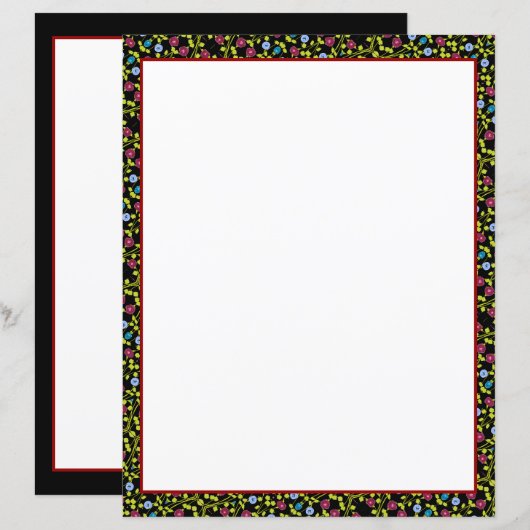 Papier noir en mini-floral (Devant / Derrière)