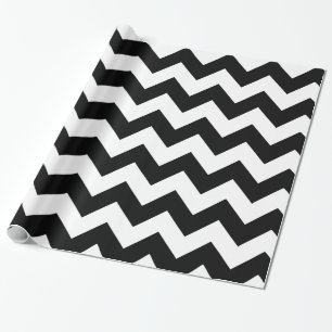 Papier noir et blanc d'emballage cadeau de Chevron