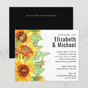 Papier Noir frappant avec le budget Mariage des tournesol