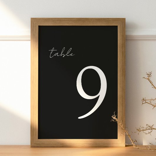 Papier Noir minimal moderne élégante numéros de table de 