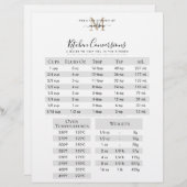 Papier Noir Monogramme Recette Conversions de cuisine (Devant / Derrière)