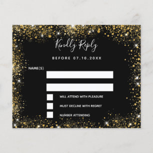 Papier Noir or éclat budget mariage RSVP