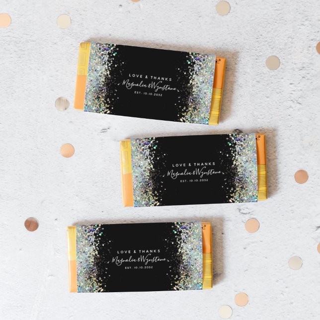Papier Noir Parties scintillant Mariage Favor Candy Bar W (Créateur téléchargé)