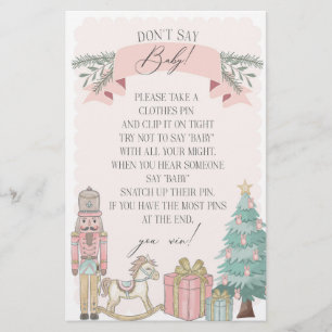 Papier noisette rose hiver ne pas dire baby shower jeu