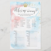 Papier Nom animal jeu de baby shower | Parti de révélatio (Devant)