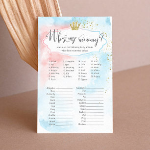 Papier Nom animal jeu de baby shower   Parti de révélatio